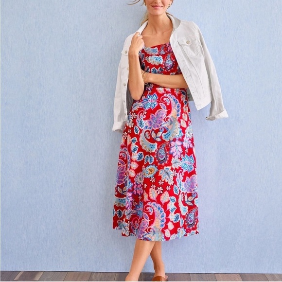 Talbots Dresses & Skirts - Talbots Red Pepper Multi Fantastic Paisley Fit and Flare Dress Size 12 petite